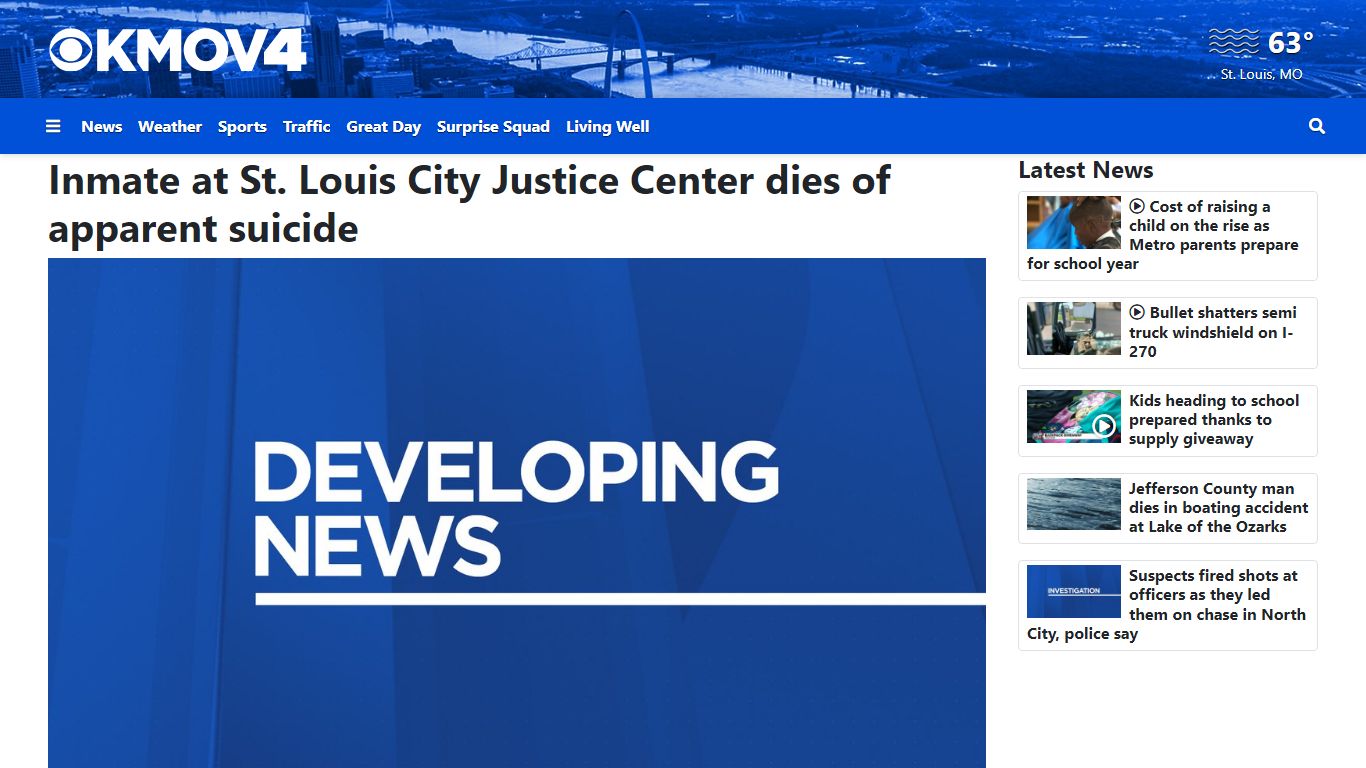 Inmate at St. Louis City Justice Center dies of apparent suicide - KMOV